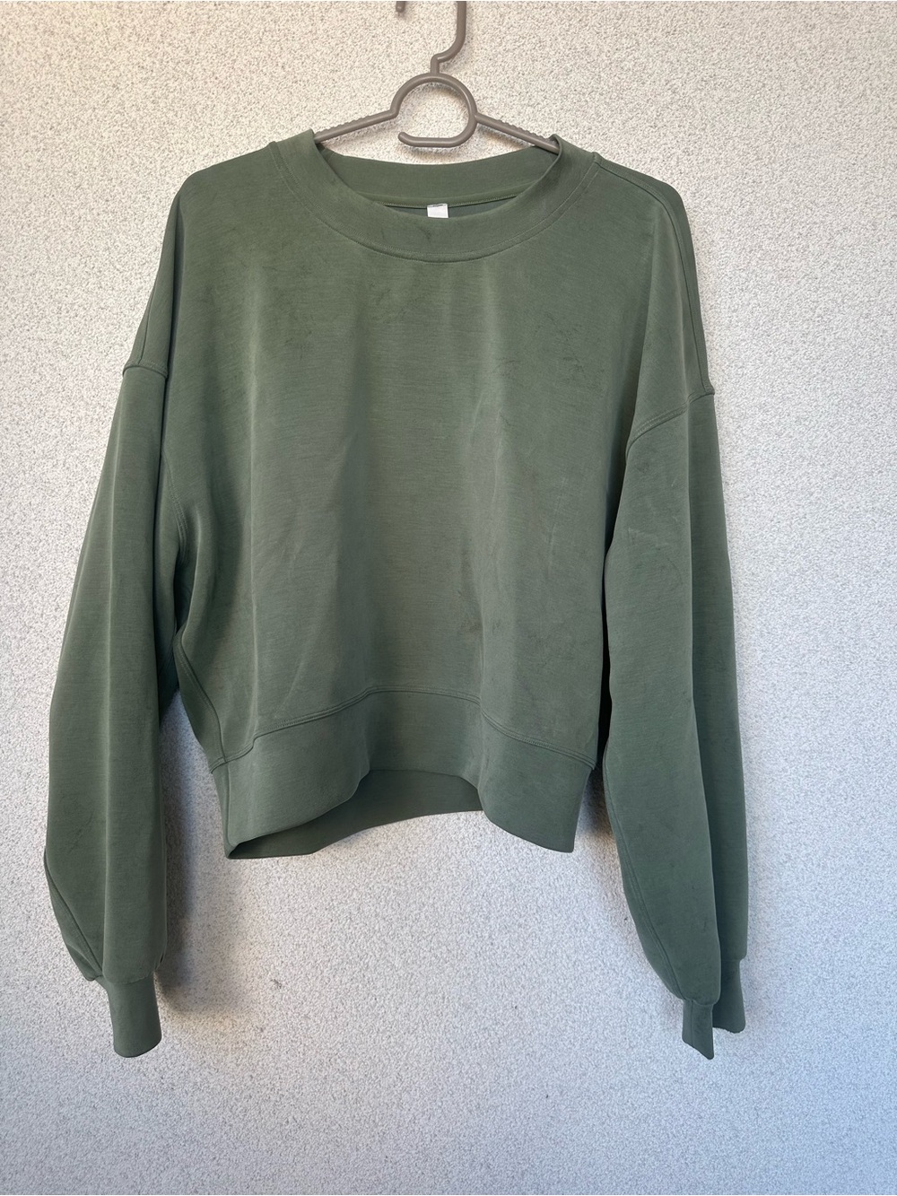 Lululemon Softstreme Perfectly Oversized Cropped Crew Dark Olive Green, Size 8